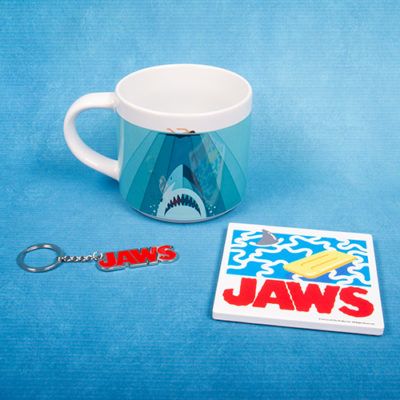Fizz Creations Jaws - Mok, Onderzetter & Sleutelhanger - Cadeauset - 420 ml