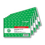 Sigel SD023 kwitantieblok, onvervalsbaar, A6 dwars, zelfdoorschrijvend 2 doorslagen, 5 stuks