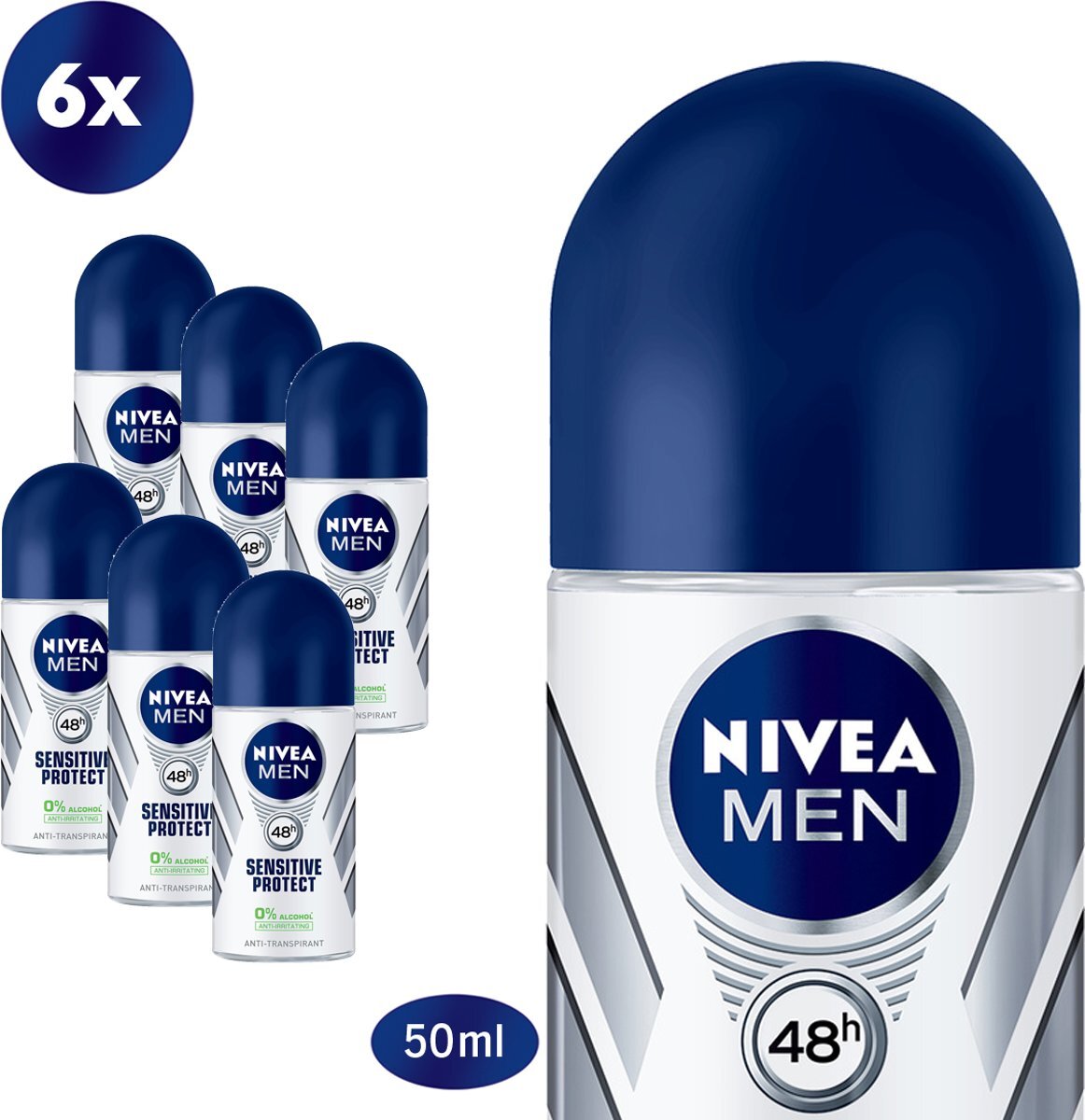 Nivea MEN Sensitive Protect - 6 x 50 ml - Voordeelverpakking - Deodorant Roller