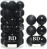 Bellatio Decorations Shoppartners Bv Kerstversiering kunststof kerstballen zwart 6-8 cm pakket van 49x stuks