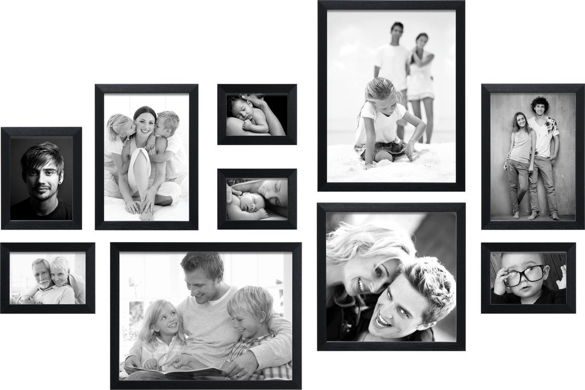 Deknudt Frames S41VH2WALL2 fotolijst met praktische liniaal, hout, 35 x 46 x 10 cm, zwart