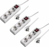 Merkloos Tafelcontactdoos - 3x - 3-voudig met schakelaar - Wit