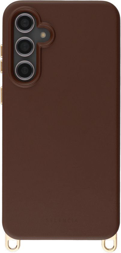 Selencia Hoesje - Geschikt voor Samsung Galaxy S23 FE - Rivièra geschikt voor MagSafe Backcover met afneembare haakjes - Choco Brown
