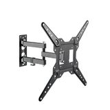 PureMounts TV muurbeugel, universeel kantelbare en draaibare wandhouder met scharnierarm, VESA max 400 x 400 mm, voor 23-55 inch platte en gebogen tv-monitoren tot 30 kg, zwart