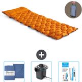 Intex Luchtbed Intex Campingmat - 1-Persoons - 71 x 191 x 11 cm - Oranje - Inclusief Hoeslaken - Pomp en Reparatieset