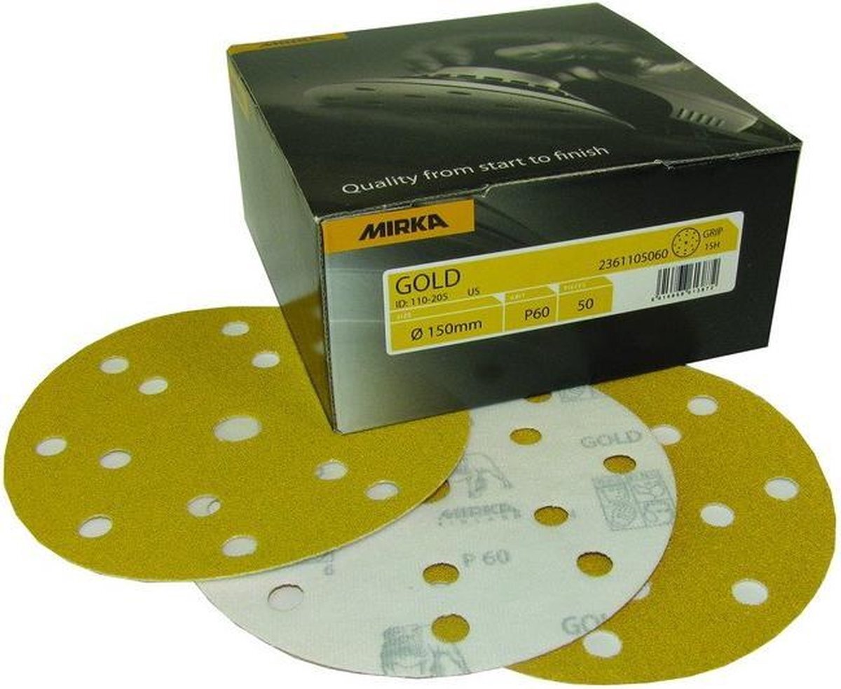 Mirka Gold Schuurschijven 150mm met 15 gaten - P600