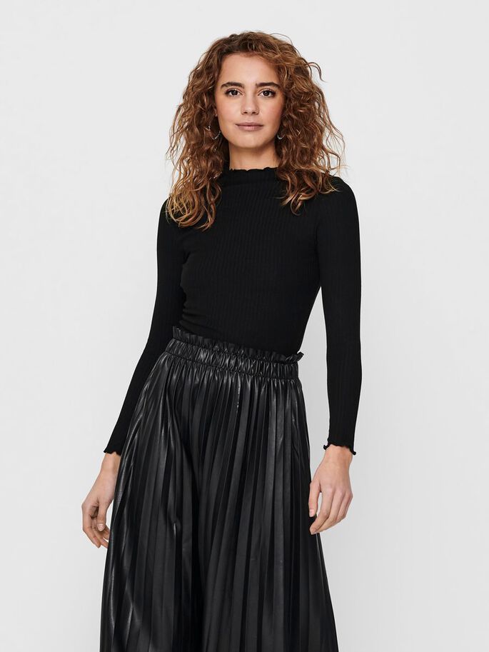ONLY ONLEMMA L/S HIGH NECK TOP NOOS Dames Top - Zwart - Maat S