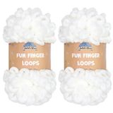 JubileeYarn Fun Finger Loops Jumbo-garen, polyester, 100 g/bol, wit, 2 stuks