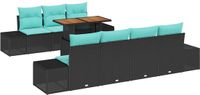 vidaXL Tuin Eettafel Set 8-delig 7-Aantal zitplaatsen Zwart en Blauwgroen