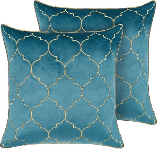 ALYSSUM - Sierkussen set van 2 - Blauw - 45 x 45 cm - Polyester