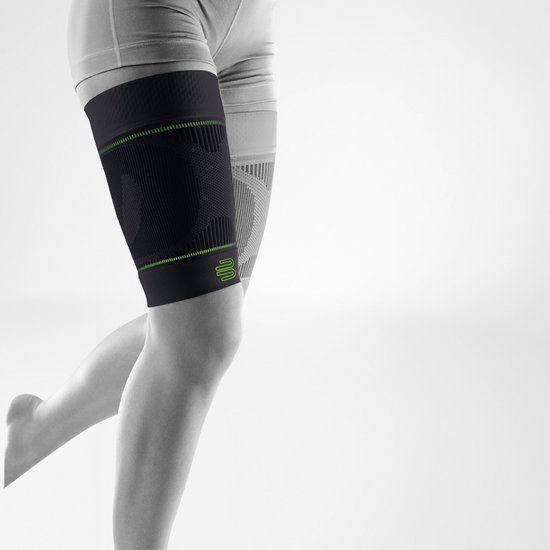 Bauerfeind Sport Compressie Hamstringsleeve - Compressiesleeve Bovenbeen - Bovenbeenbrace - Maat S - Zwart - Extra Lange Kous