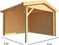 Merkloos Overkapping Fenna 300 cm bij 300 cm diep Zadeldak bruin