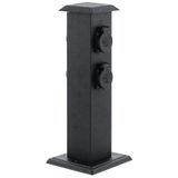 EGLO Buitenaccessoires Stopcontactzuil, Tuinstopcontact, 4 stopcontacten | Materiaal: Staal en kunststof, Kleur: Zwart, IP44