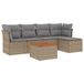 vidaXL 6-delige Loungeset met Kussens, Poly Rattan, Beige