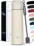 Milu Vacuüm geïsoleerde fles 1L, 750ml, 500ml - Thermo Water drinkfles met beker voor warme en koude dranken - roestvrij staal, 100% lekvrij (botercrème, 1000ml)