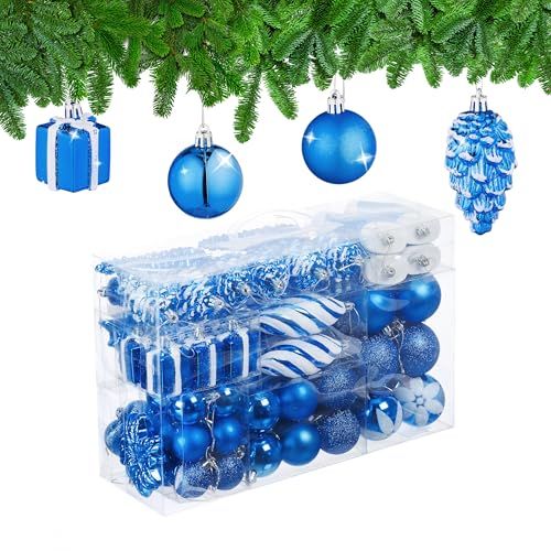 Relaxdays Kerstballen Set van 72, Blauw