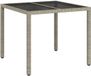 vidaXL Table de jardin gris 90 x 90 x 75 cm poly rotin