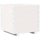 VidaXL Plantenbak 50x50x49,5 cm massief grenenhout wit