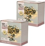 Merkloos Kerstverlichting - 2x - op batterij - warm - wit - 192 lampjes - 15 meter