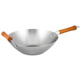 Ken Hom Koolstofstaal Traditioneel Wok, 32cm, Excellence, Natuurlijk Gepatineerde Antiaanbaklaag, Geschikt Voor Inductiekookplaten/Metalen Keukengerei, 10 Jaar Garantie