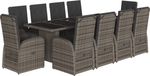 vidaXL 11-delige Tuinset met Kussens, Poly Rattan, Grijs