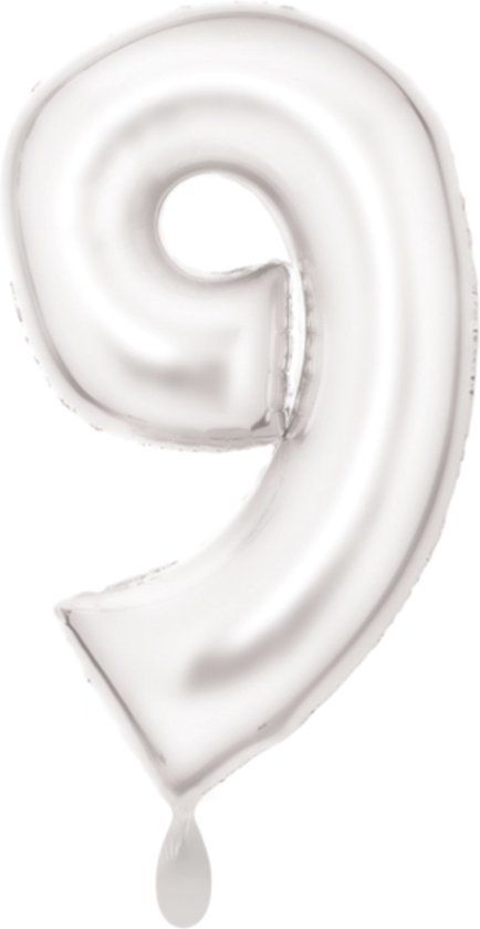 Riethmuller Riethmüller Europe GmbH Folieballon 86cm cijfer 9 Silk White