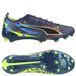 PUMA Ultra 6 Ultimate FG Dare To Launch Edition - Persian Blue/Argenté/Noir/Jaune ÉDITION LIMITÉE - Herbe naturelle (FG), pointure 41