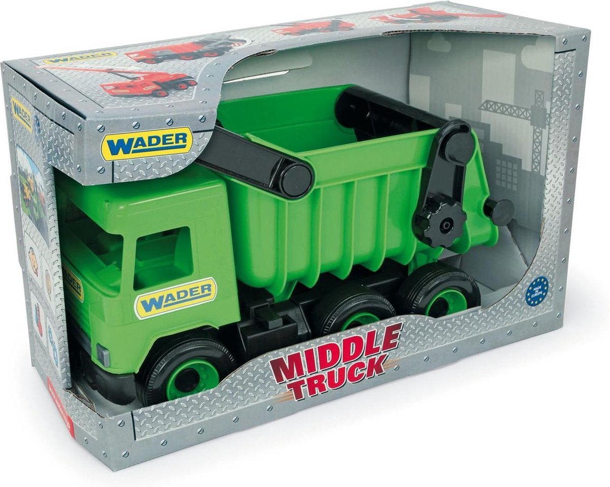 Wader Quality Toys Grote 38 cm Middle Truck - Vuilniswagen