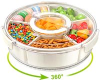 Solidchoice - Grande boîte à snacks ronde avec couvercle et mécanisme rotatif - Organiseur de bonbons hermétique 25 cm