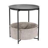 Amazon Basics Bijzettafeltje, opslag, rond, 45 x 45 x 48 cm (D x B x H), koolgrijs