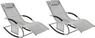 Simpletrade Set de 2 chaises longues - Chaise longue - Surface de couchage respirante - Coussin amovible - Gris - 158x62x68 cm