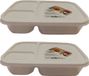 Sans marque 2x Boîtes à lunch/boîtes de conservation 3 compartiments avec couvercle 1,15 litre Blanc Plastique Sans BPA Rectangulaire Couvercle à clip Hermétique