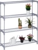 Merkloos Relaxdays Plantenrek voor binnen - 4 etages - HxBxD: 106x91x28 cm - Grijs - Metaal en kunststof
