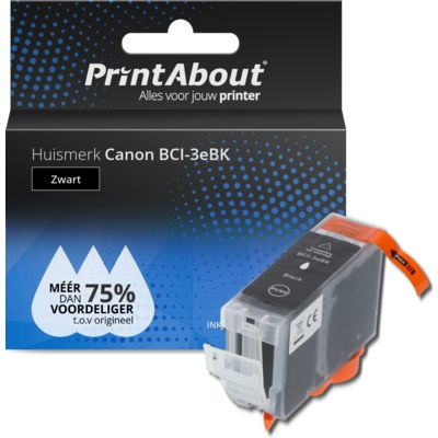 PrintAbout Huismerk Canon BCI-3eBK Inktcartridge Zwart