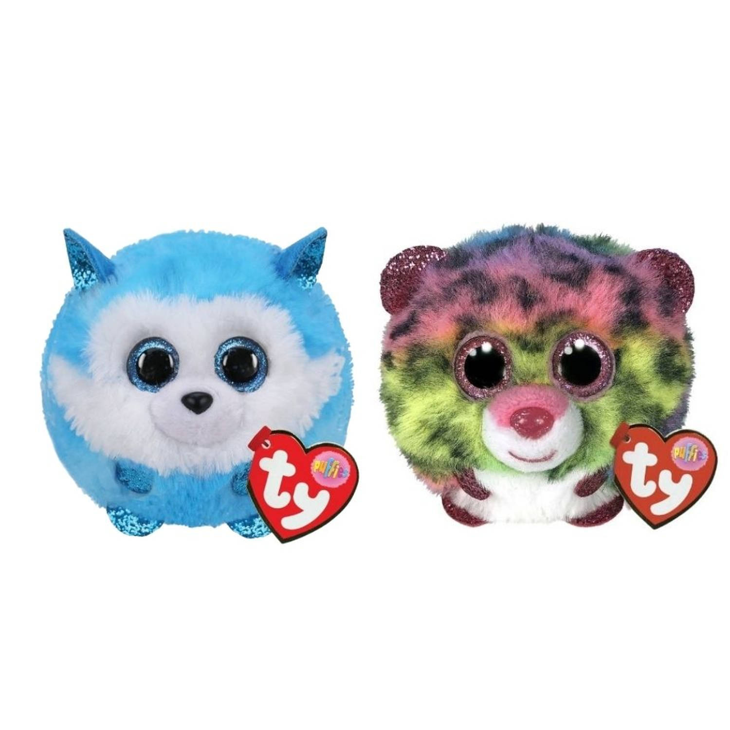 TY - Knuffel - Teeny Puffies - Prince Husky & Dotty Leopard