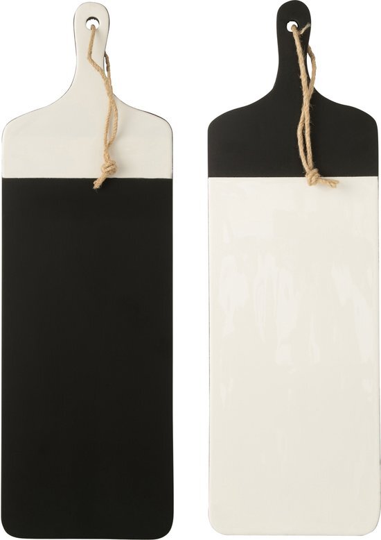 J-Line Platter Vik Wood Black/White Assortment Of 2 - 2 stuks