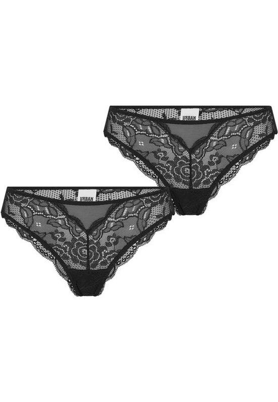 Urban Classics Kanten brazilian slips (Set van 2) Dames Ondergoed - Zwart - S