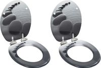 vidaXL Toiletbrillen - 2 stuks - met soft-close deksels - MDF - steenontwerp