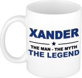 Bellatio Decorations Naam cadeau Xander - The man, The myth the legend koffie mok / beker 300 ml - Donkerblauw