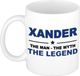 Bellatio Decorations Naam cadeau Xander - The man, The myth the legend koffie mok / beker 300 ml - Donkerblauw