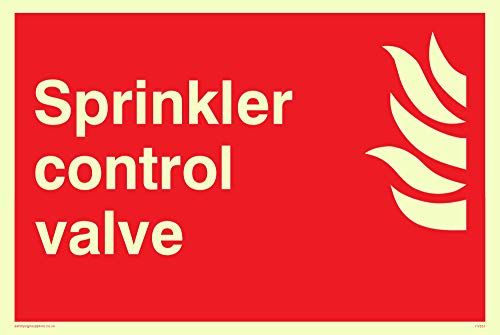 Viking Signs "Sprinkler Control Valve" Sign - 150x100mm - Photoluminescent Vinyl