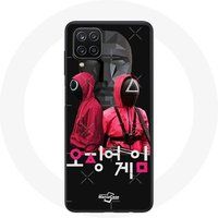 Maniacase Hoesje voor Samsung Galaxy A12 Inktvis Spel Poster soldaten maskers Koreaans logo