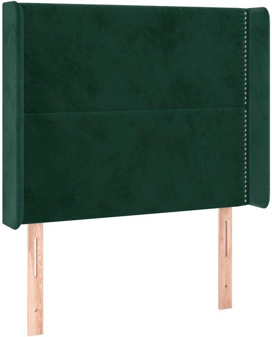 vidaXL Hoofdbord met randen fluweel donkergroen 103x16x118/128 cm