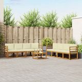 vidaXL - Bank loungeset - 8 zitplekken - Natuurlijk en crème - Acacia hout