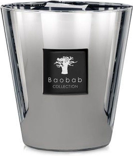 Baobab Collection Platinum Scented Candle - Luxe Geurkaars 16cm - Zilverkleurig