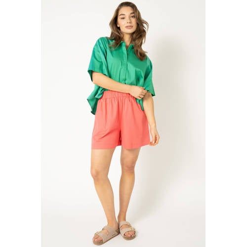 Est'seven Koraalrood Wide Leg High Waist Casual Short