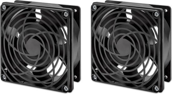 Intellinet Ventilatie-unit met 2 ventilatoren voor 19" netwerkkast wand, dakmontage, zwart