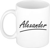 Bellatio Decorations Alexander Naam koffiemok - beker - met sierlijke letters - wit