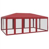 vidaXL Partytent met 10 mesh zijwanden 6x4 m HDPE rood