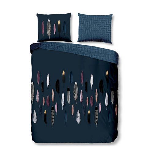 Good Morning katoenen dekbedovertrek 2 persoons - blauw - 200x200 cm